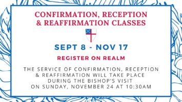 Confirmation, Reception & Reaffirmation Classes Begin September 8th Featured Image